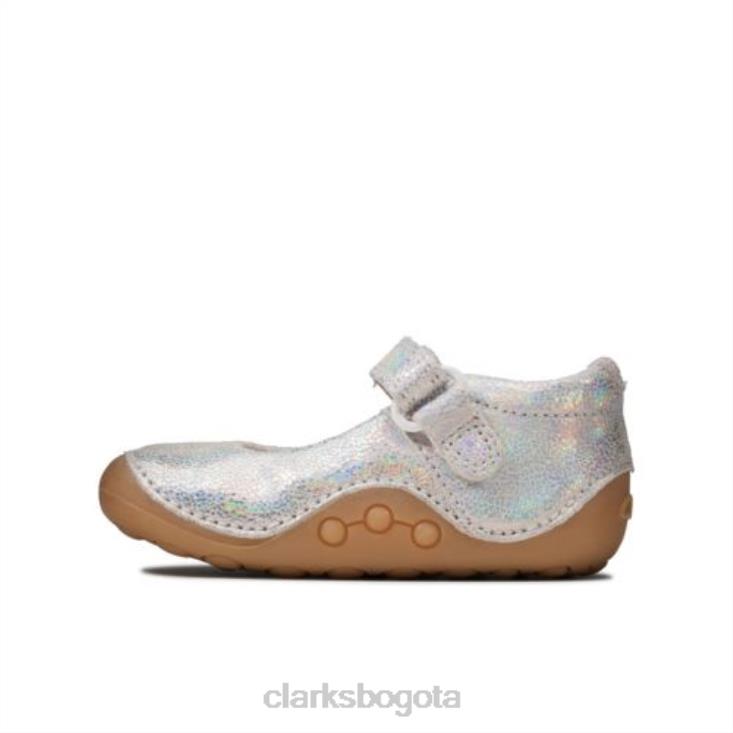 Clarks 0DX8L4611 Clarks plateado metálico ti ny mist fst f fit niños plata metalizada