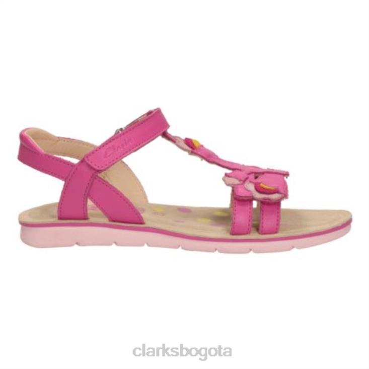 Clarks 0DX8L4627 clarks de cuero rosa mimogracie jnr f fit unisexo cuero rosa