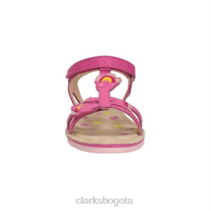 Clarks 0DX8L4627 clarks de cuero rosa mimogracie jnr f fit unisexo cuero rosa