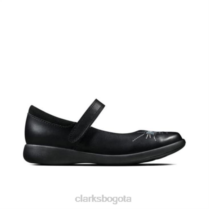 Clarks 0DX8L4629 grabar chispa jnr g fit clarks cuero negro niños cuero negro