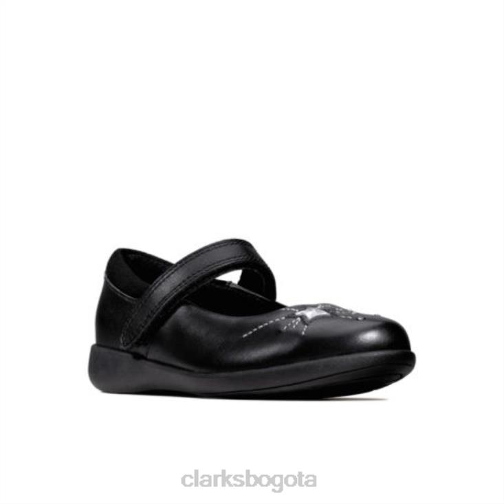 Clarks 0DX8L4629 grabar chispa jnr g fit clarks cuero negro niños cuero negro