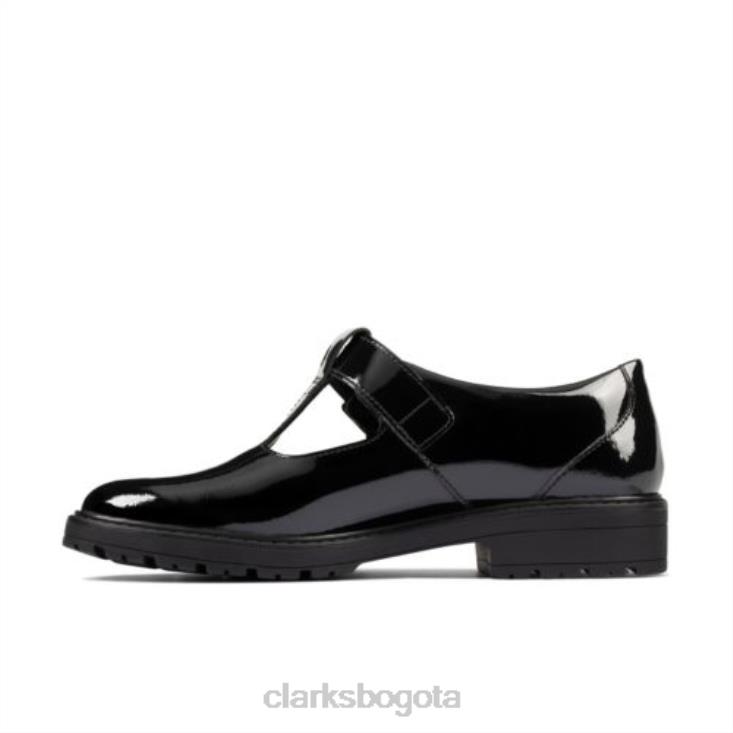 Clarks 0DX8L4636 charol negro loxhamshine jnr f fit clarks niños charol negro