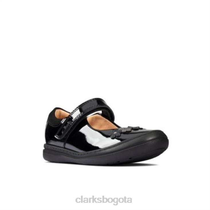 Clarks 0DX8L4638 scooter jump inf f fit charol negro clarks niños charol negro