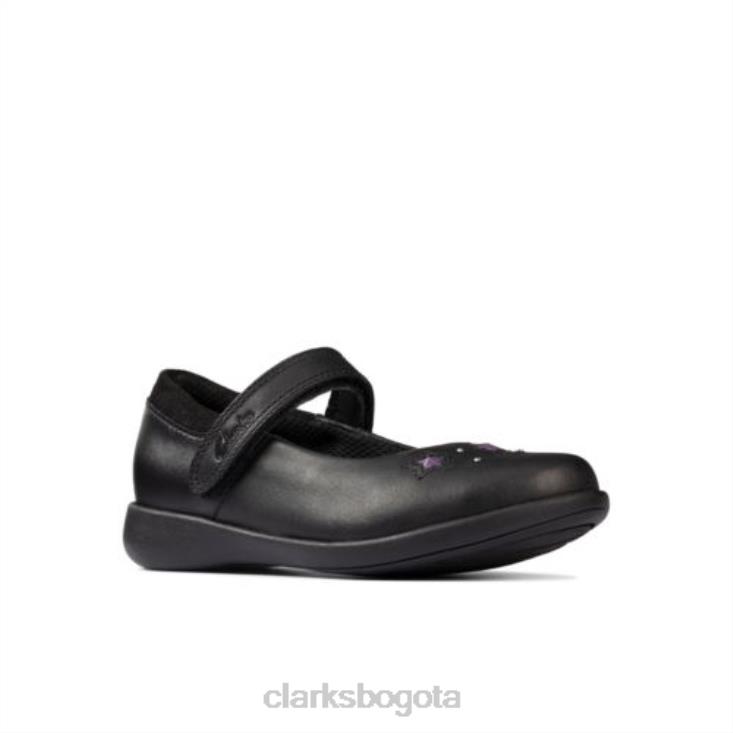 Clarks 0DX8L4639 grabado brillante inf g fit clarks cuero negro niños cuero negro