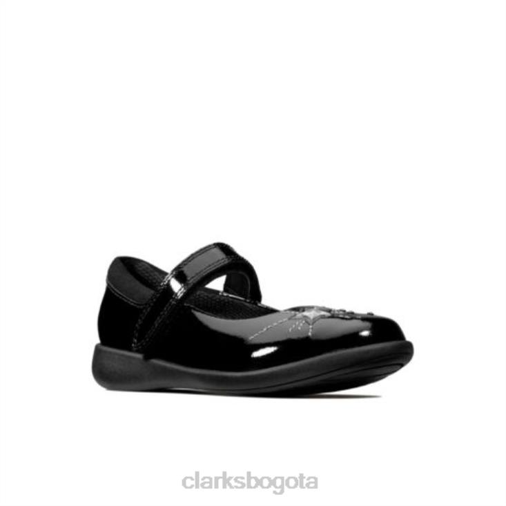 Clarks 0DX8L4641 clarks charol negro grabado spark inf f fit niños charol negro
