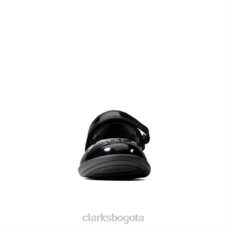 Clarks 0DX8L4641 clarks charol negro grabado spark inf f fit niños charol negro