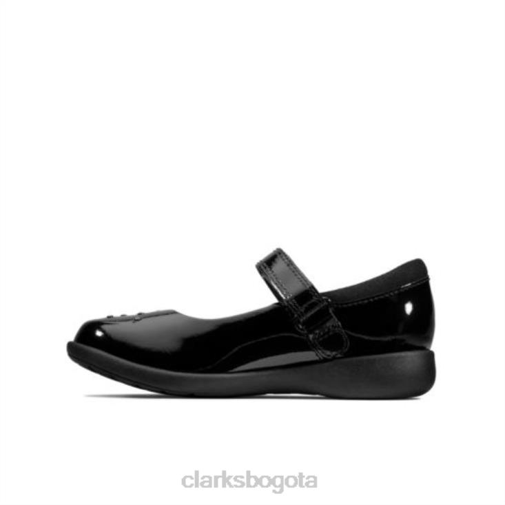 Clarks 0DX8L4641 clarks charol negro grabado spark inf f fit niños charol negro
