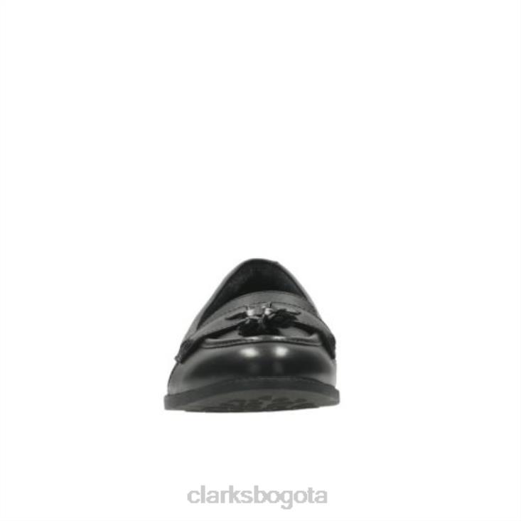 Clarks 0DX8L4647 borde preppy bl h fit clarks cuero negro niños cuero negro
