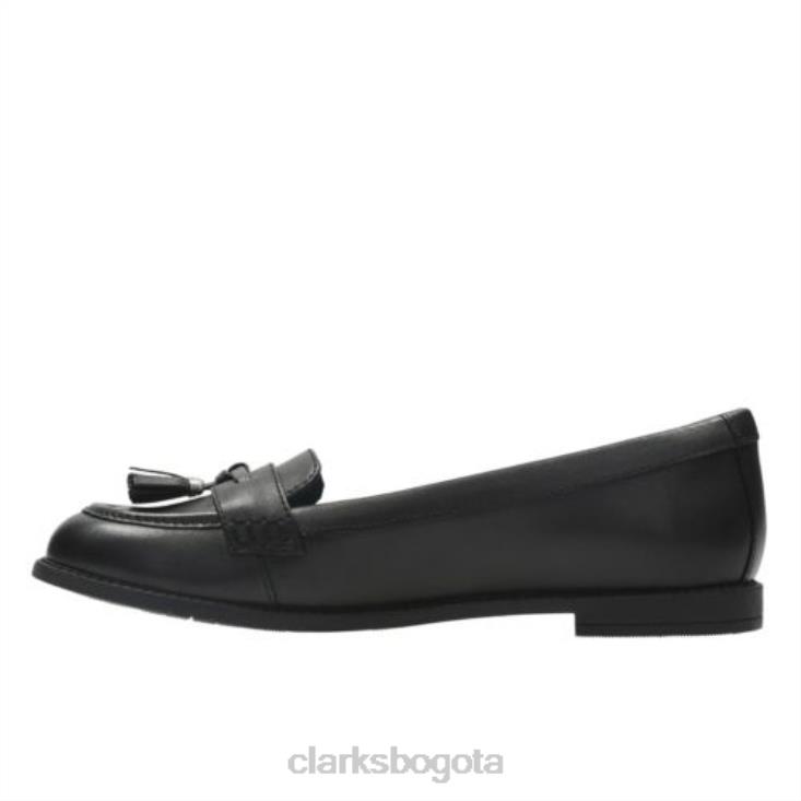 Clarks 0DX8L4647 borde preppy bl h fit clarks cuero negro niños cuero negro