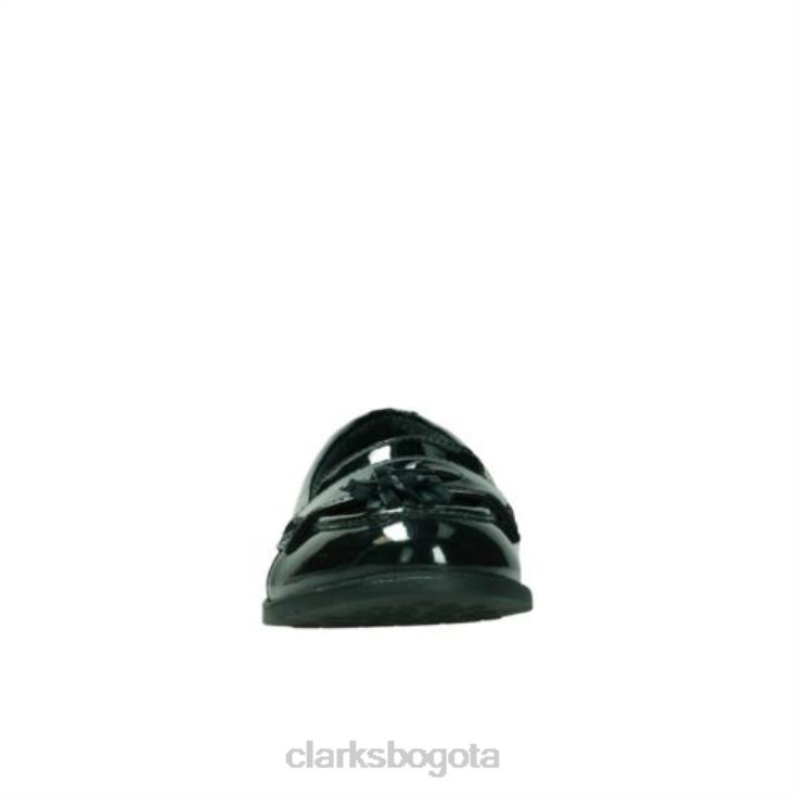 Clarks 0DX8L4649 clarks black patent preppy premio jnr- f fit niños charol negro