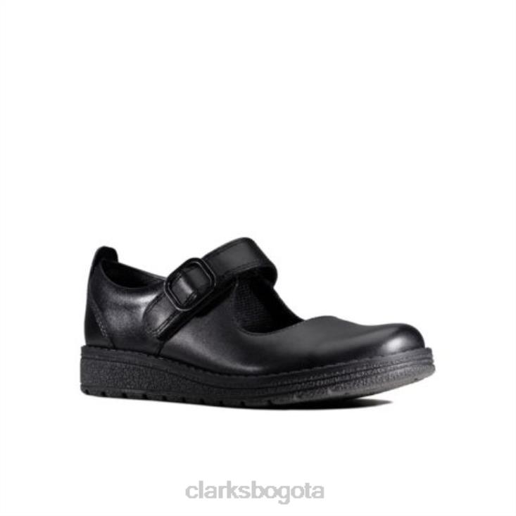 Clarks 0DX8L4654 mendip stitch jnr f fit clarks de cuero negro niños cuero negro