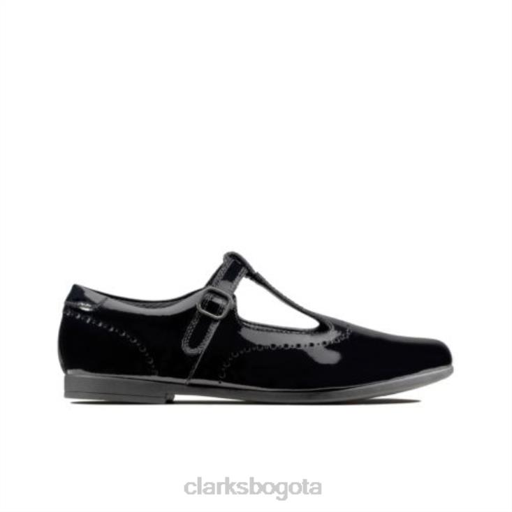 Clarks 0DX8L4664 clarks charol negro scala seek inf h fit niños charol negro