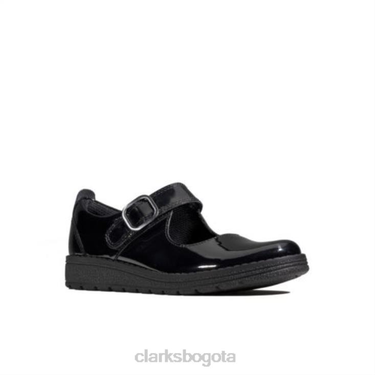 Clarks 0DX8L4665 clarks charol negro mendip stitch inf f fit niños charol negro