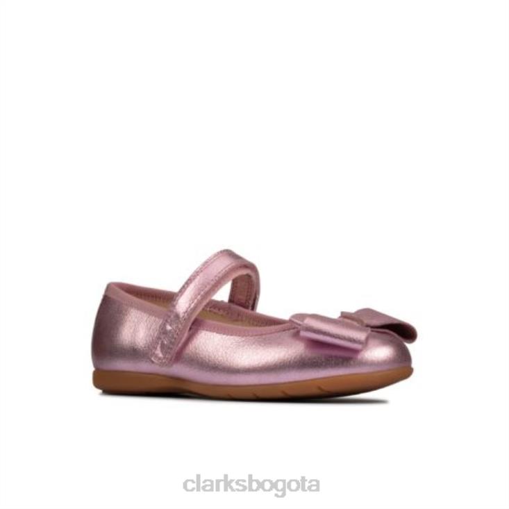 Clarks 0DX8L4675 clarks de cuero rosa dance bow inf g fit unisexo cuero rosa