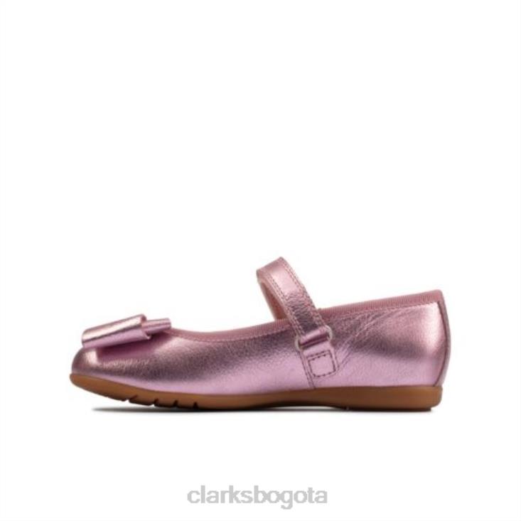 Clarks 0DX8L4675 clarks de cuero rosa dance bow inf g fit unisexo cuero rosa