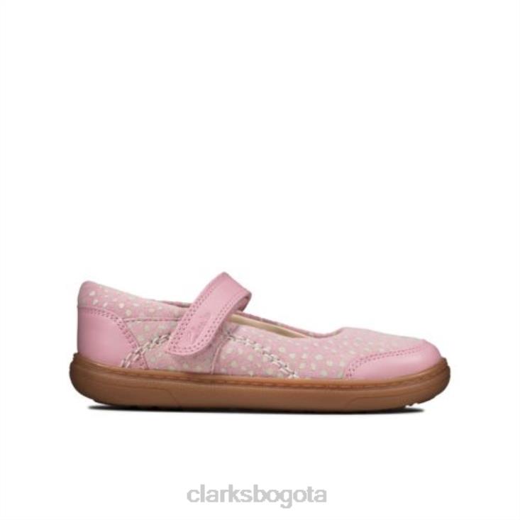 Clarks 0DX8L4681 Clarks Dusty Pink Leather Flash Stripe Inf F Fit unisexo cuero rosa polvoriento
