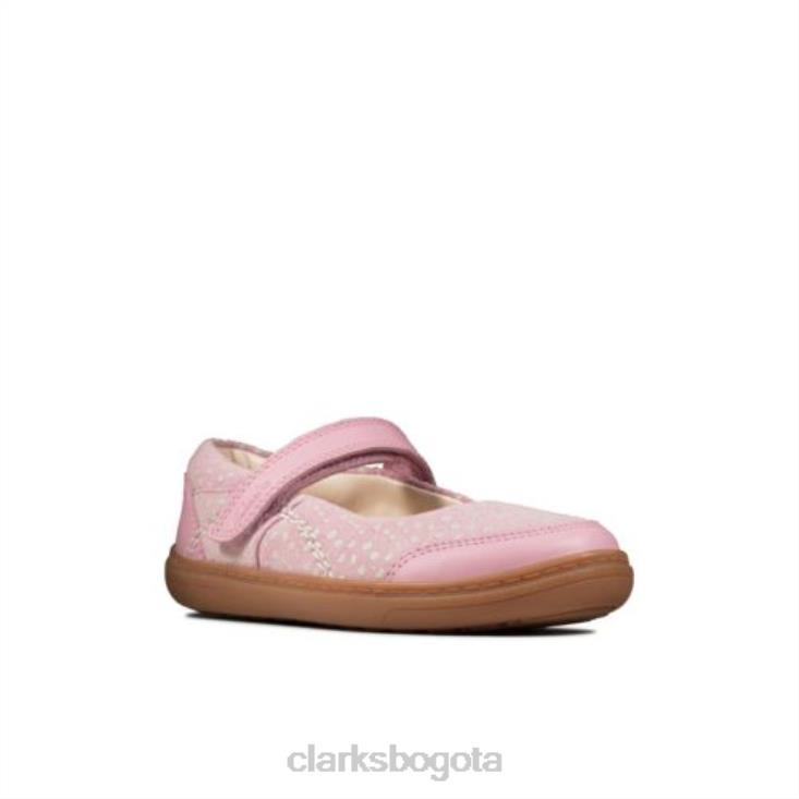 Clarks 0DX8L4681 Clarks Dusty Pink Leather Flash Stripe Inf F Fit unisexo cuero rosa polvoriento