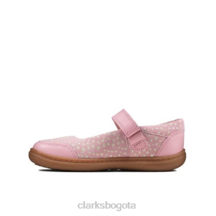 Clarks 0DX8L4681 Clarks Dusty Pink Leather Flash Stripe Inf F Fit unisexo cuero rosa polvoriento