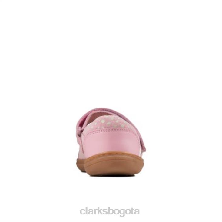 Clarks 0DX8L4681 Clarks Dusty Pink Leather Flash Stripe Inf F Fit unisexo cuero rosa polvoriento