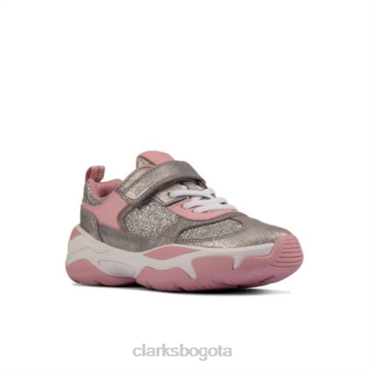 Clarks 0DX8L4692 clarks kuju run jnr g fit plateado metalizado unisexo plata metalizada