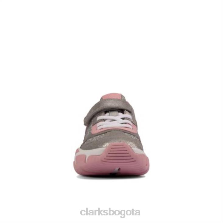 Clarks 0DX8L4692 clarks kuju run jnr g fit plateado metalizado unisexo plata metalizada