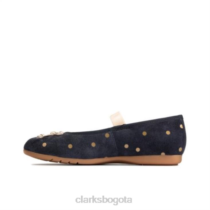 Clarks 0DX8L4719 baile lazo inf f fit clarks marino ante unisexo gamuza azul marino