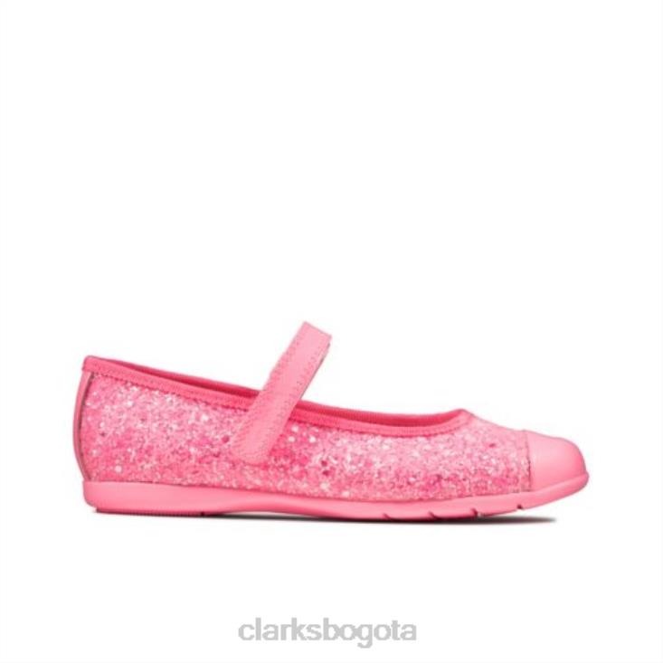 Clarks 0DX8L4720 Clarks Dance Tap jnr rosa fuerte f fit unisexo Rosa caliente
