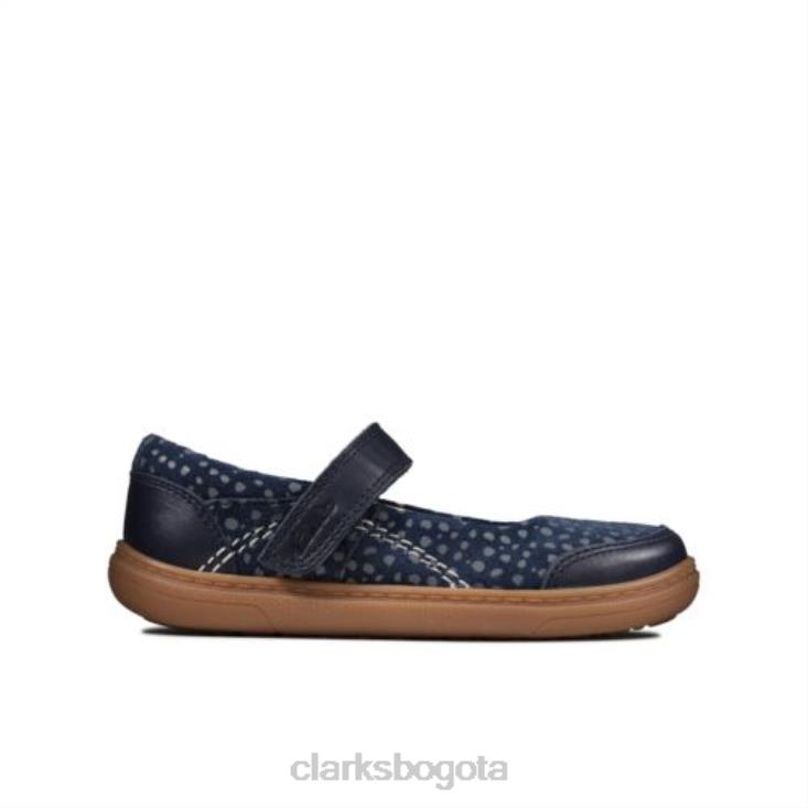 Clarks 0DX8L4733 flash stripe inf g fit clarks cuero azul marino unisexo cuero azul marino