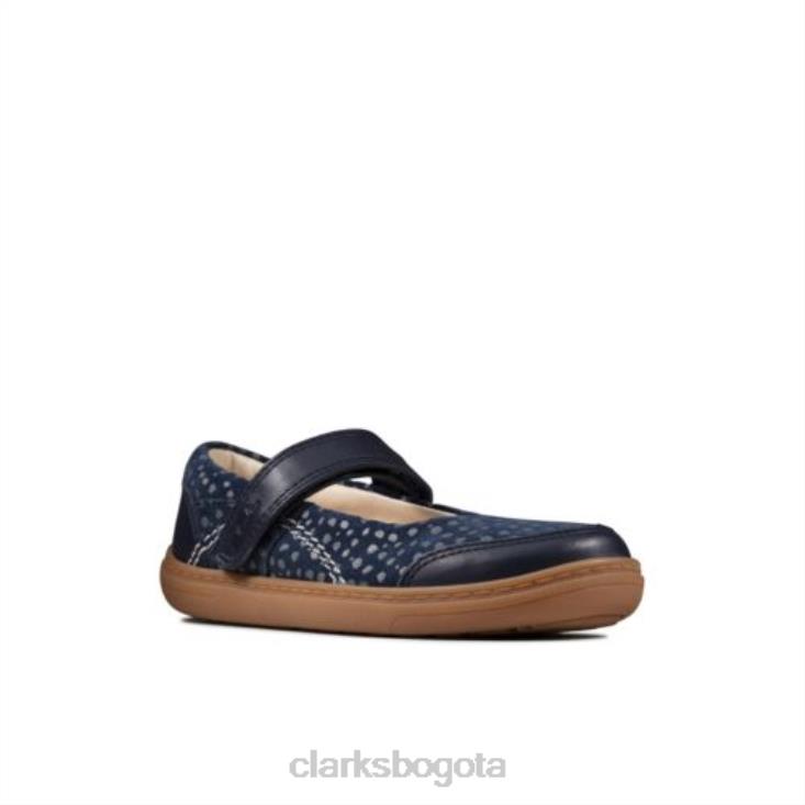 Clarks 0DX8L4733 flash stripe inf g fit clarks cuero azul marino unisexo cuero azul marino