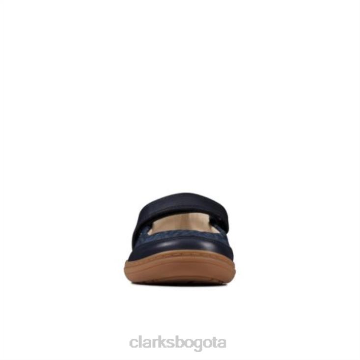 Clarks 0DX8L4733 flash stripe inf g fit clarks cuero azul marino unisexo cuero azul marino