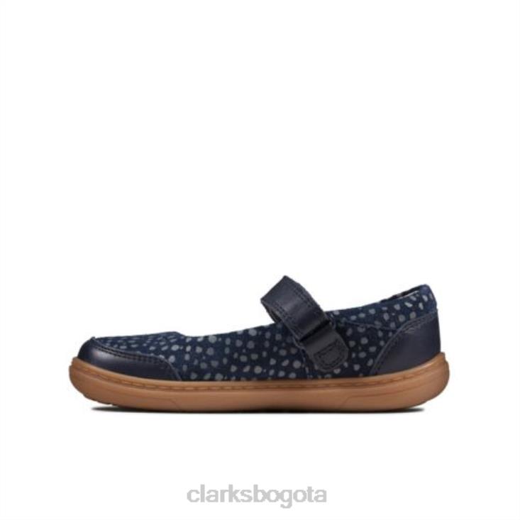 Clarks 0DX8L4733 flash stripe inf g fit clarks cuero azul marino unisexo cuero azul marino