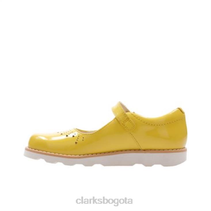 Clarks 0DX8L4742 Crown Jump Jnr F Fit Yel Low Patent Clarks unisexo patente amarilla