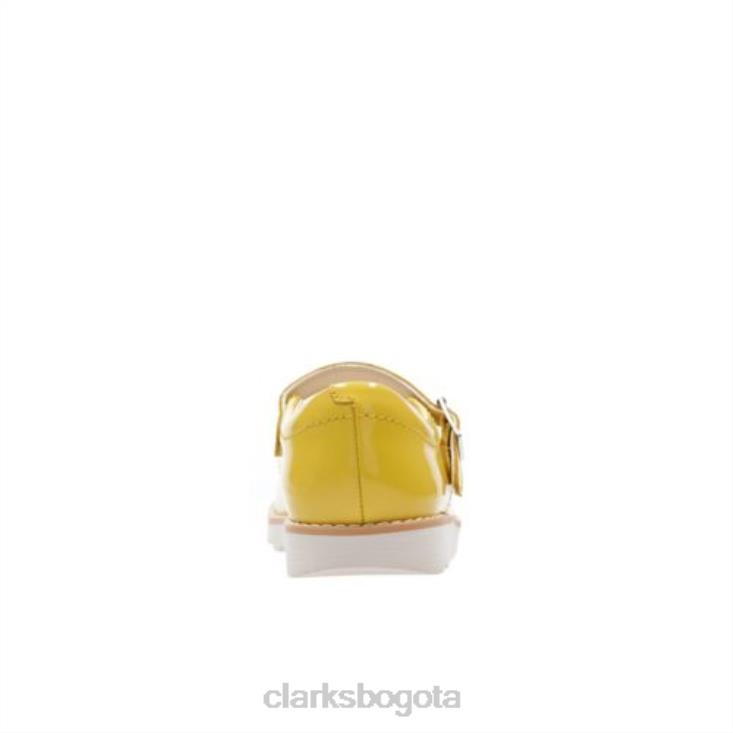 Clarks 0DX8L4742 Crown Jump Jnr F Fit Yel Low Patent Clarks unisexo patente amarilla