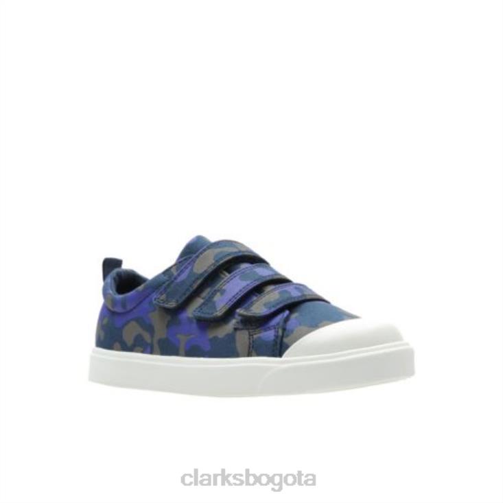 Clarks 0DX8L4821 city ​​flarelo inf g fit clarks azul marino camo niños camuflaje azul marino