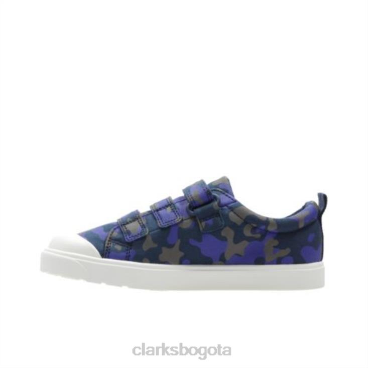 Clarks 0DX8L4821 city ​​flarelo inf g fit clarks azul marino camo niños camuflaje azul marino