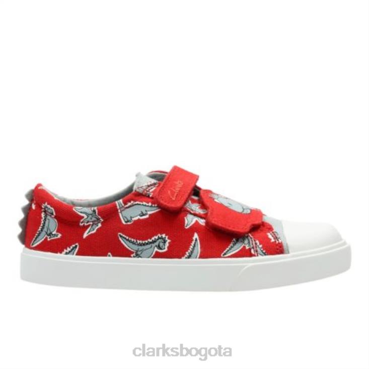 Clarks 0DX8L4823 tricer roar inf f fit clarks estampado rojo niños estampado rojo