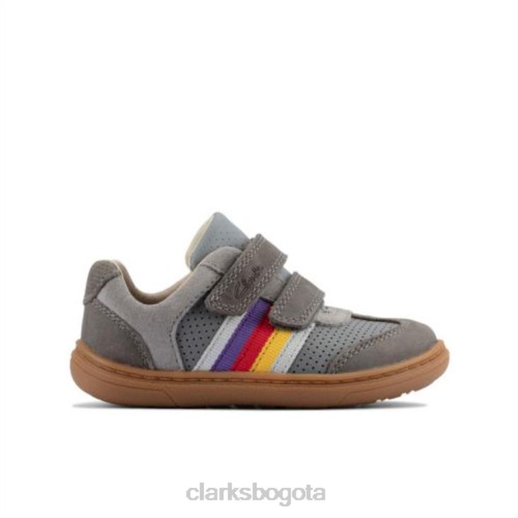 Clarks 0DX8L4827 clarks cuero gris flash beau fst g fit niños cuero gris