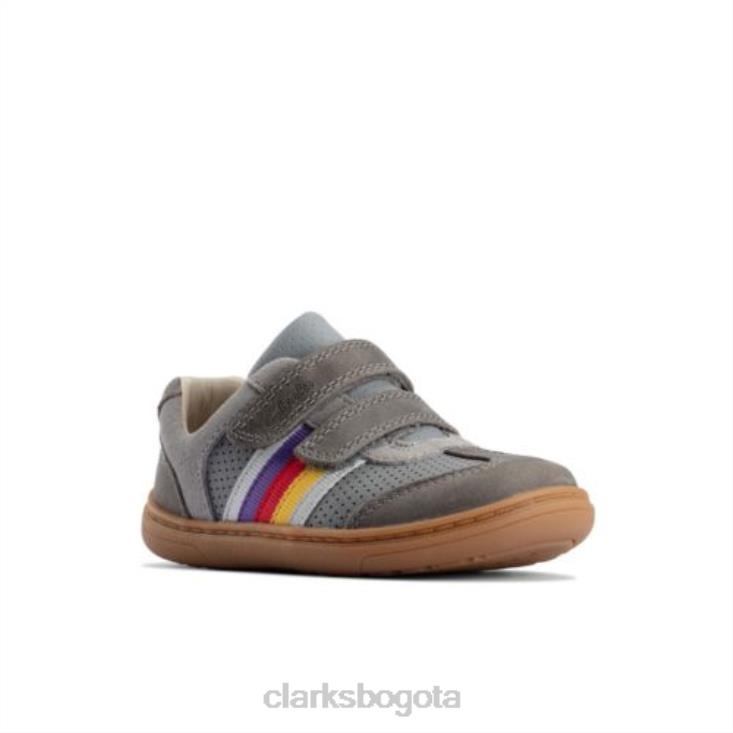 Clarks 0DX8L4827 clarks cuero gris flash beau fst g fit niños cuero gris