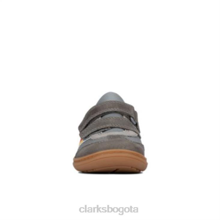 Clarks 0DX8L4827 clarks cuero gris flash beau fst g fit niños cuero gris