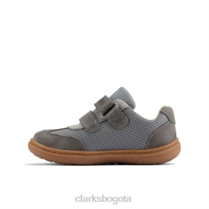 Clarks 0DX8L4827 clarks cuero gris flash beau fst g fit niños cuero gris