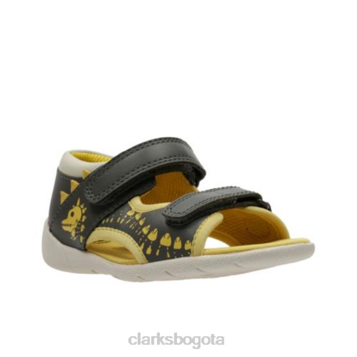 Clarks 0DX8L4839 fudgy jump fst f fit clarks cuero combinado gris niños cuero combinado gris