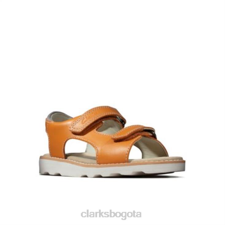 Clarks 0DX8L4857 Clarks cuero naranja quemado Crown Root Jnr G Fit unisexo cuero naranja quemado