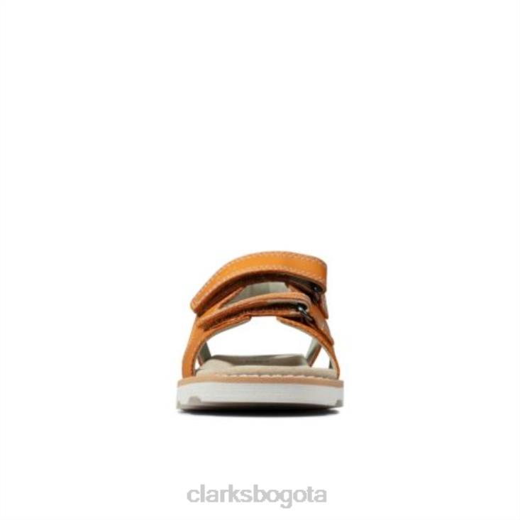 Clarks 0DX8L4857 Clarks cuero naranja quemado Crown Root Jnr G Fit unisexo cuero naranja quemado
