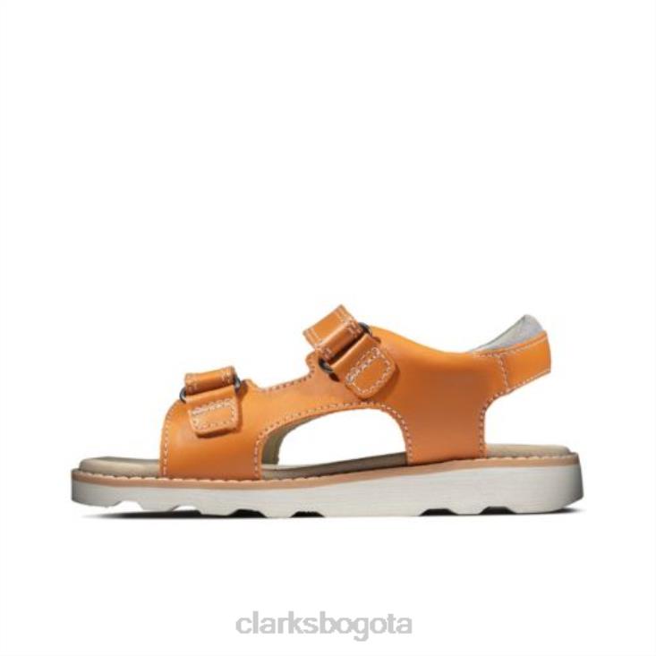 Clarks 0DX8L4857 Clarks cuero naranja quemado Crown Root Jnr G Fit unisexo cuero naranja quemado