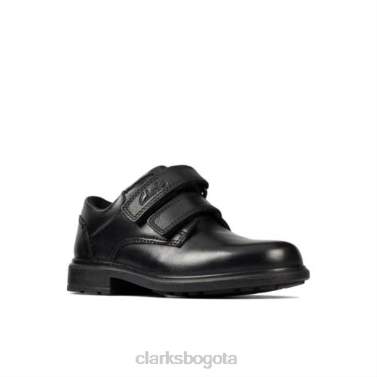 Clarks 0DX8L4873 clarks cuero negro remi pace inf f fit niños cuero negro