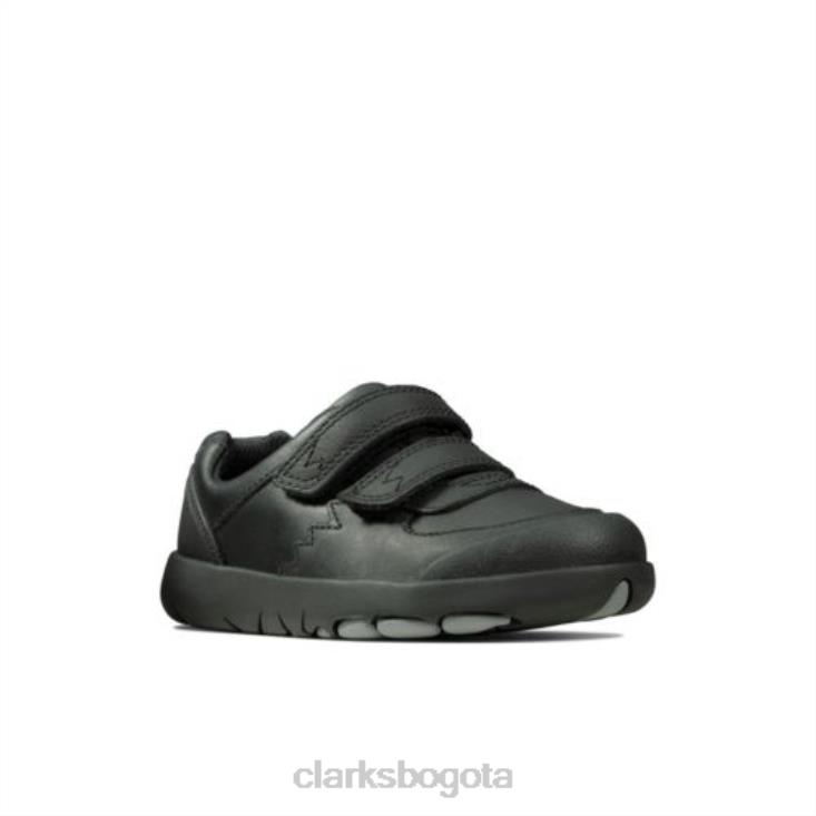 Clarks 0DX8L4876 clarks rex pace inf f fit cuero negro niños cuero negro