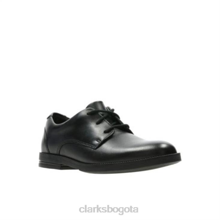 Clarks 0DX8L4904 clarks de cuero negro rufus edge jnr g fit niños cuero negro