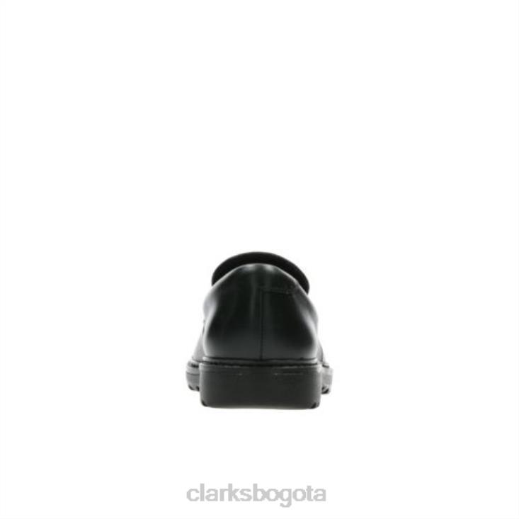 Clarks 0DX8L4907 clarks de cuero negro asher stride jnr f fit niños cuero negro