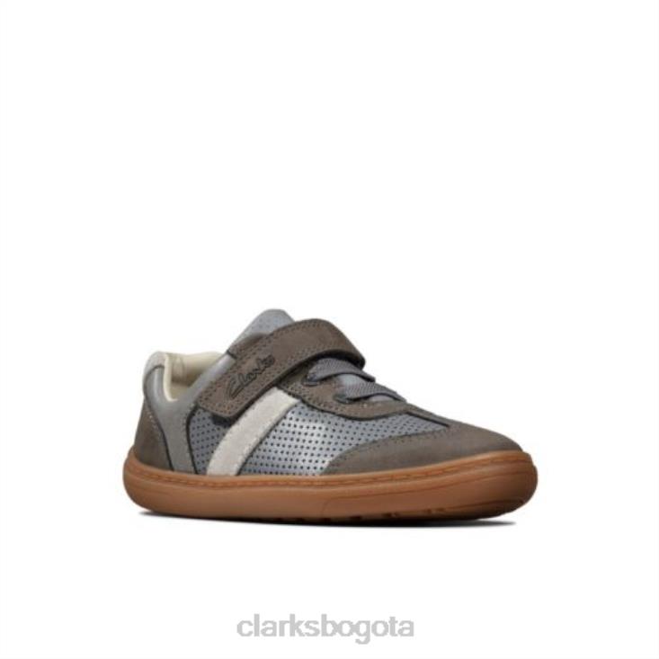 Clarks 0DX8L4937 Clarks gris combi lea flash step inf f fit unisexo lea combi gris