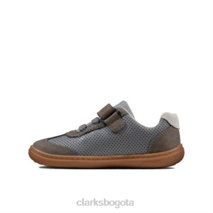 Clarks 0DX8L4937 Clarks gris combi lea flash step inf f fit unisexo lea combi gris